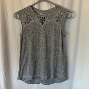 Silver Jean Co. medium grey sleeveless tank with embroidered shoulders